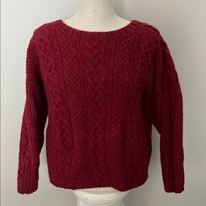 Women's Red Cable Knit Sweater